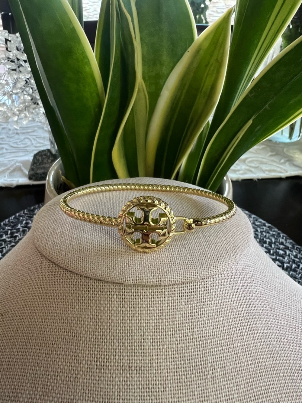 Tory Burch Logo Medallion Bangle Bracelet